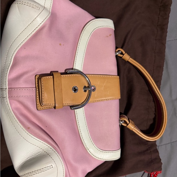 Pink and White Leather Coach Bag - Picture 2 of 9